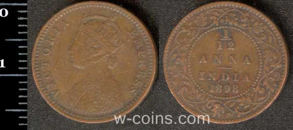 Coin India 1/12 anna 1898