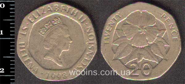 Монета Святої Єлени та Вознесіння О-ви 20 пенсів 1998