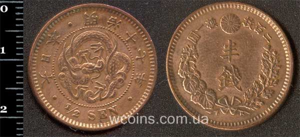 Монета Японія 1/2 сен 1884 (год 17)