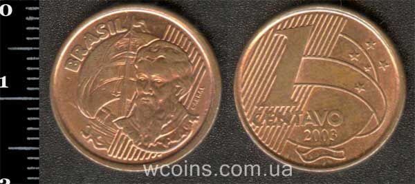 Монета Бразілія 1 сентаво 2003