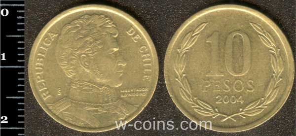 Монета Чілі 10 песо 2004