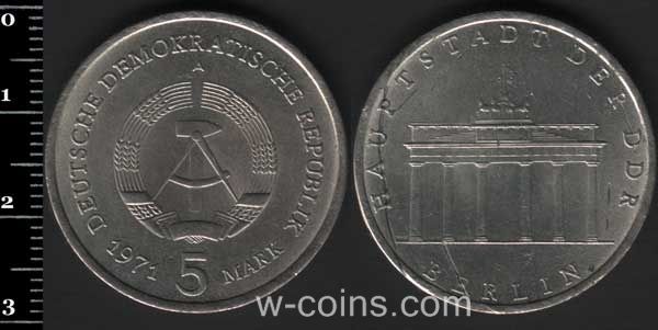 Монета Німеччина 5 марок 1971