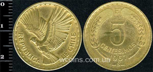 Монета Чілі 5 сентесимо 1967