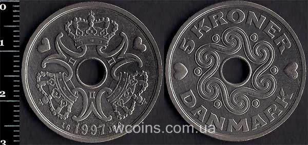 Монета Данія 5 крон 1997