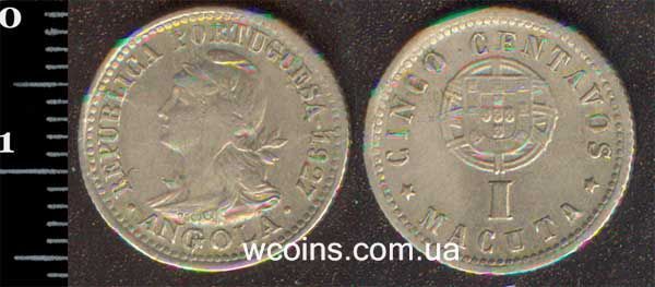 Монета Ангола 1 макута (5 сентаво) 1927