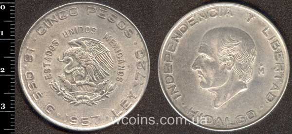 Монета Мексика 5 песо 1957