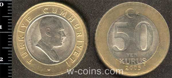 Монета Турція 50 нових куруш 2005