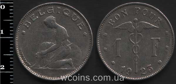 Монета Бельґія 1 франк 1923