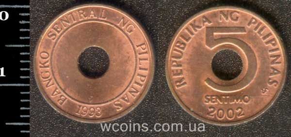 Монета Філіппіни 5 сентимо 2002