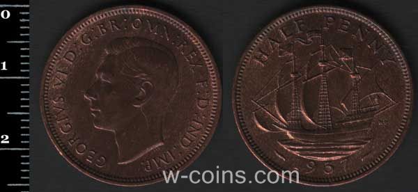 Монета Великобританія 1/2 пенні 1937