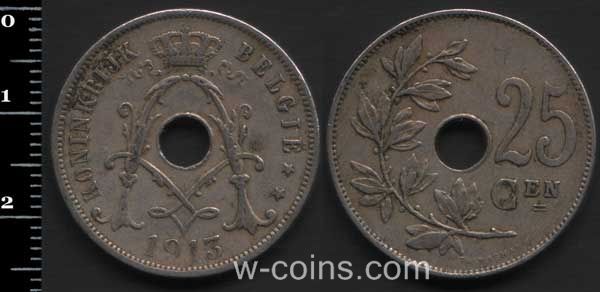 Монета Бельґія 25 сантимів 1913
