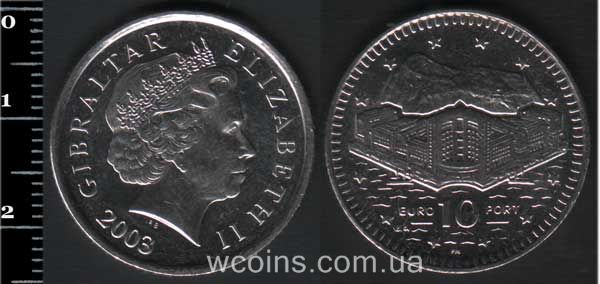 Монета Ґібралтар 10 пенсів 2003