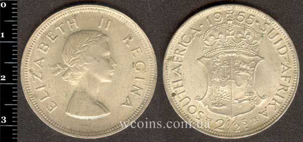 Монета Південна Африка 2,5 шилінга 1955