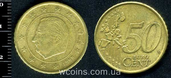 Монета Бельґія 50 євро центів 1999