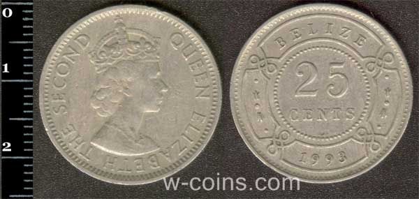 Монета Беліз 25 центів 1993