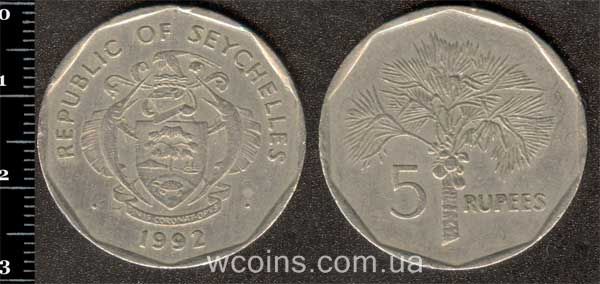 Coin Seychelles 5 rupees 1992