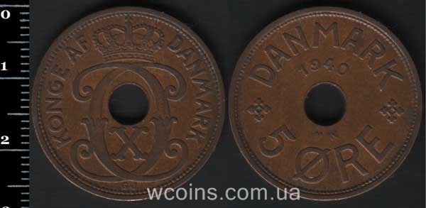 Монета Данія 5 ере 1940