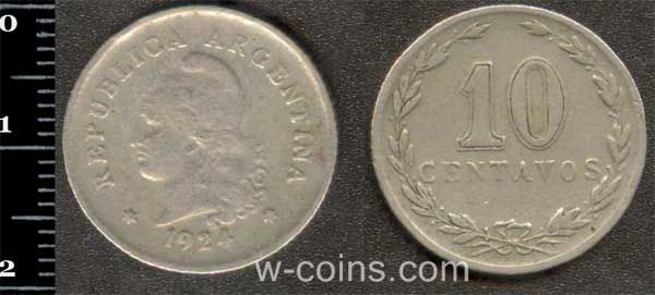 Монета Аргентина 10 сентаво 1924