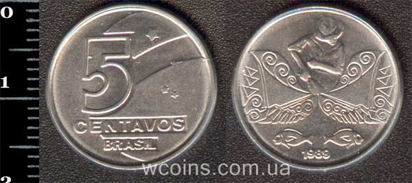 Монета Бразілія 5 сентаво 1989