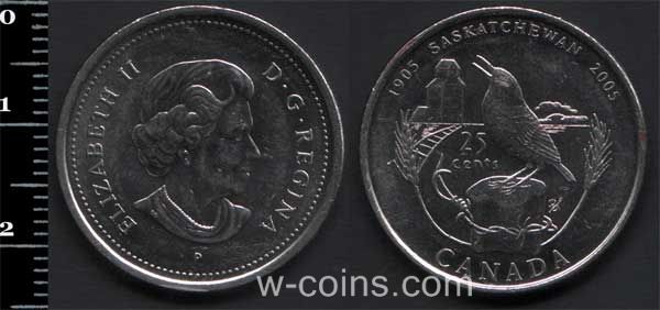 Монета Канада 25 центів 2005