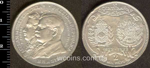Монета Бразілія 2000 рейсів 1922