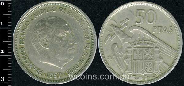 Монета Іспанія 50 песет 1957