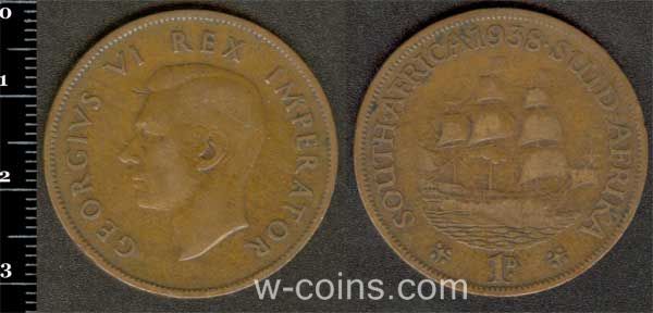 Монета Південна Африка 1 пенні 1938
