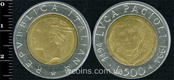 Монета Італія 500 лір 1994
