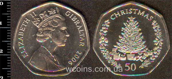 Монета Ґібралтар 50 пенсів 2006