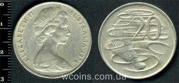 Coin Australia 20 cents 1974