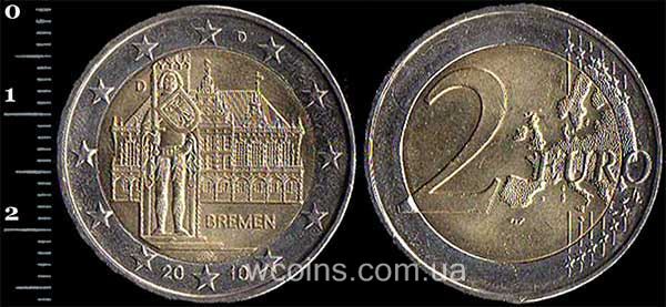 Монета Німеччина 2 євро 2010 Бремен