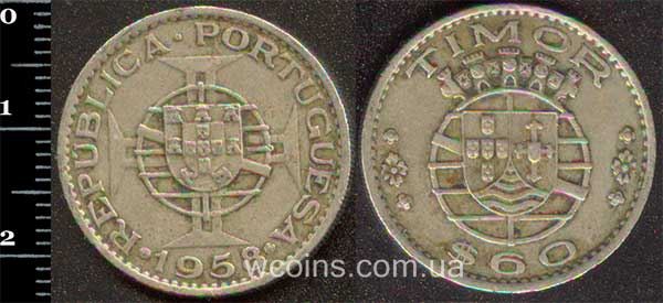 Монета Тимор 60 сентавос 1958