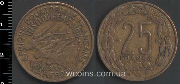 Coin Cameroon 25 francs 1958