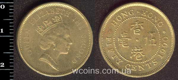 Монета Гонконг 50 центів 1990
