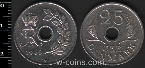 Монета Данія 25 ере 1969
