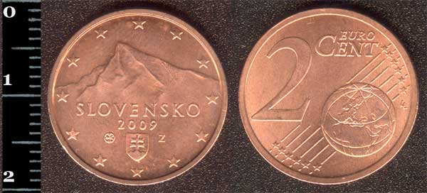 Монета Словаччина 2 євро цента 2009