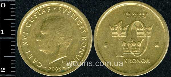 Монета Швеція 10 крон 2003