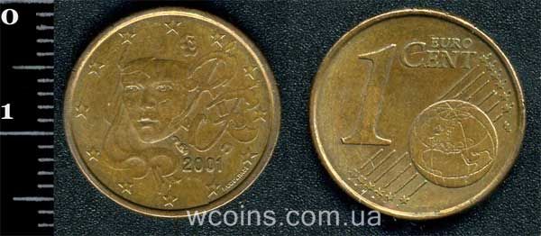 Монета Франція 1 євро цент 2001