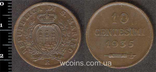 Монета Сан-Маріно 10 чентезимо 1935