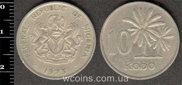 Монета Нігерія 10 кобо 1973