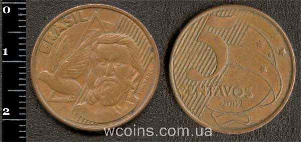 Монета Бразілія 5 сентаво 2002