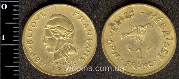 Монета Вануату 1 франк 1982