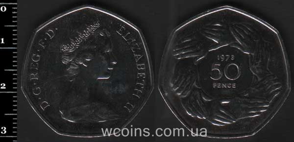 Монета Великобританія 50 нових пенсів 1973