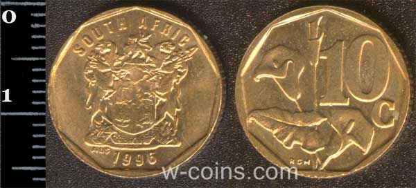 Монета Південна Африка 10 центів 1996