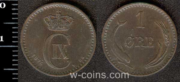 Монета Данія 1 ере 1874