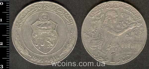 Монета Туніс 1 динар 1997