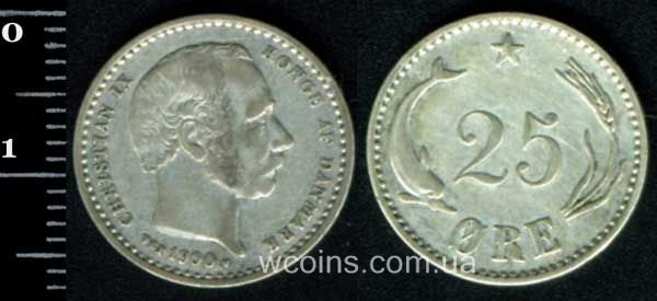Coin Denmark 25 øre 1900