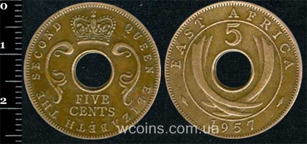 Монета Британска Східна Африка 5 центів 1957