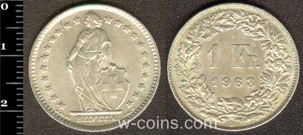 Монета Швейцарія 1 франк 1963