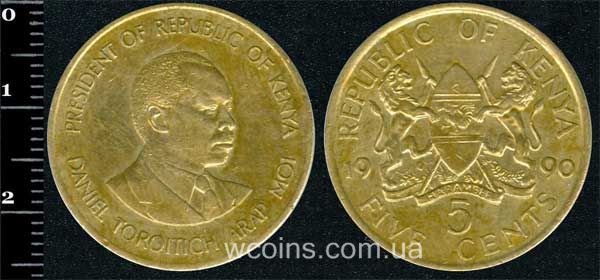 Монета Кенія 5 центів 1990